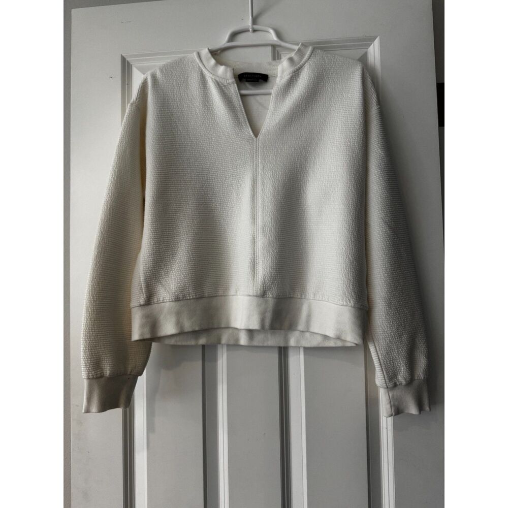 Women's SANCTUARY Split Neck Cotton Ribbed Blend Rib Top in Chalk White Size S